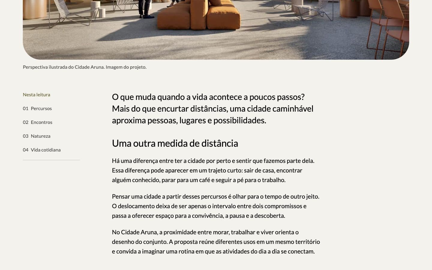 Cidade Aruna: Article page: table of contents and body text