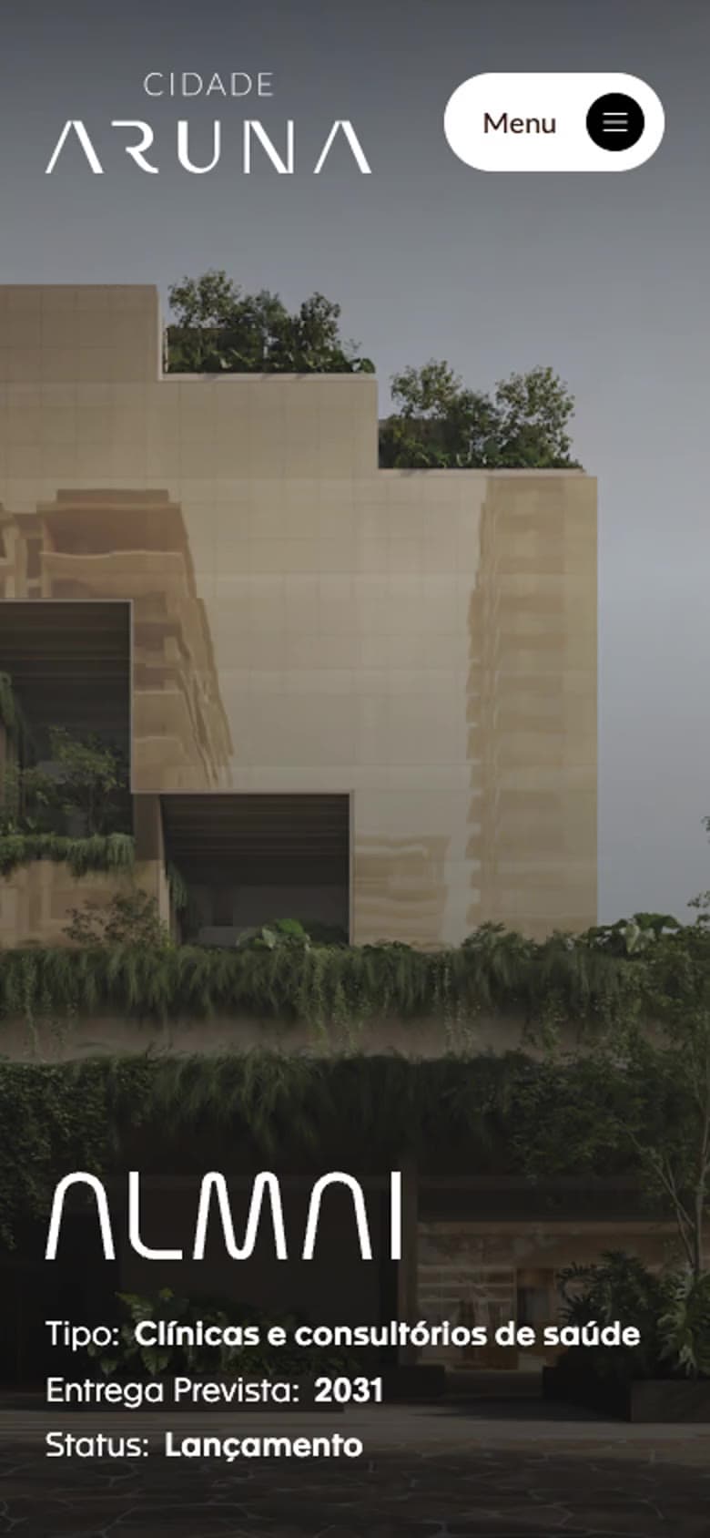 Cidade Aruna: Property page on mobile