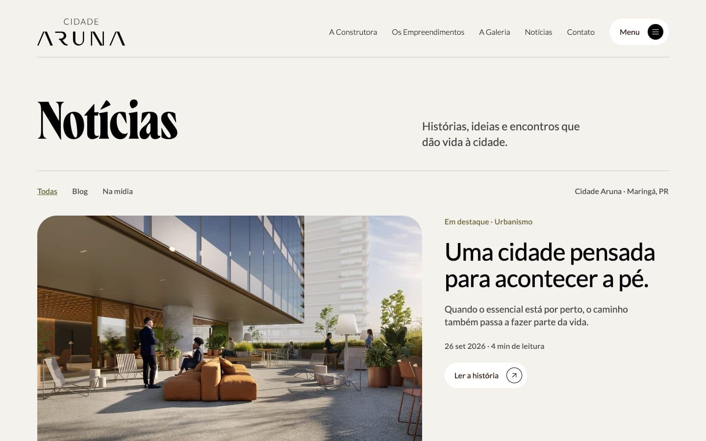 Cidade Aruna: News page
