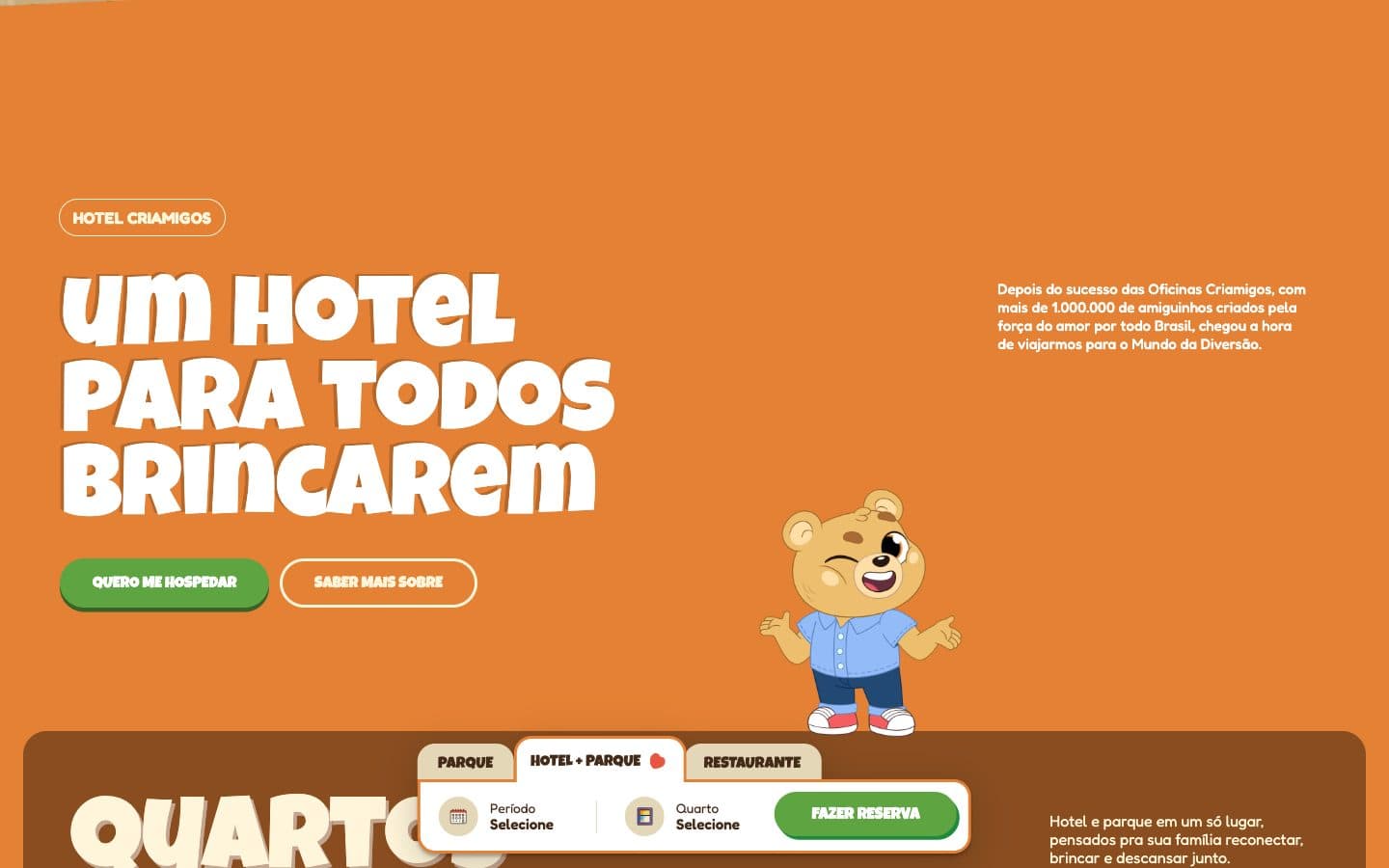 Mundo Criamigos: Hotel page: introduction to the rooms