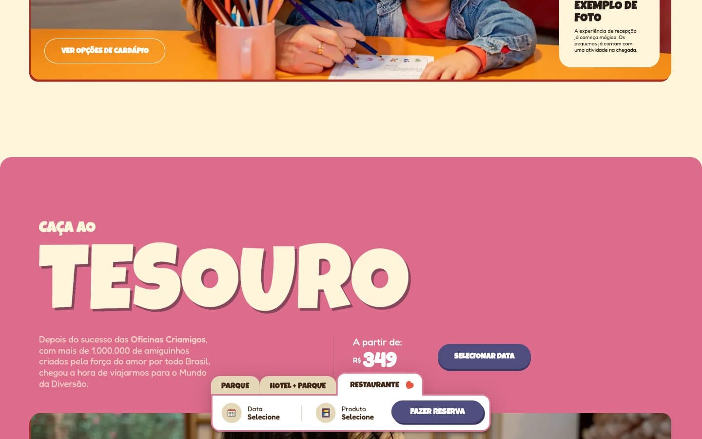 Mundo Criamigos: Restaurant page: treasure hunt