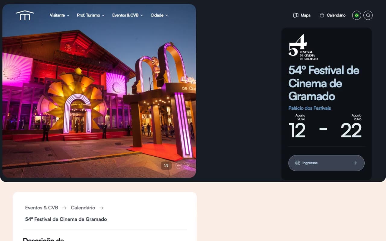 Visit Gramado: Main event page, with dates, details and opening hours