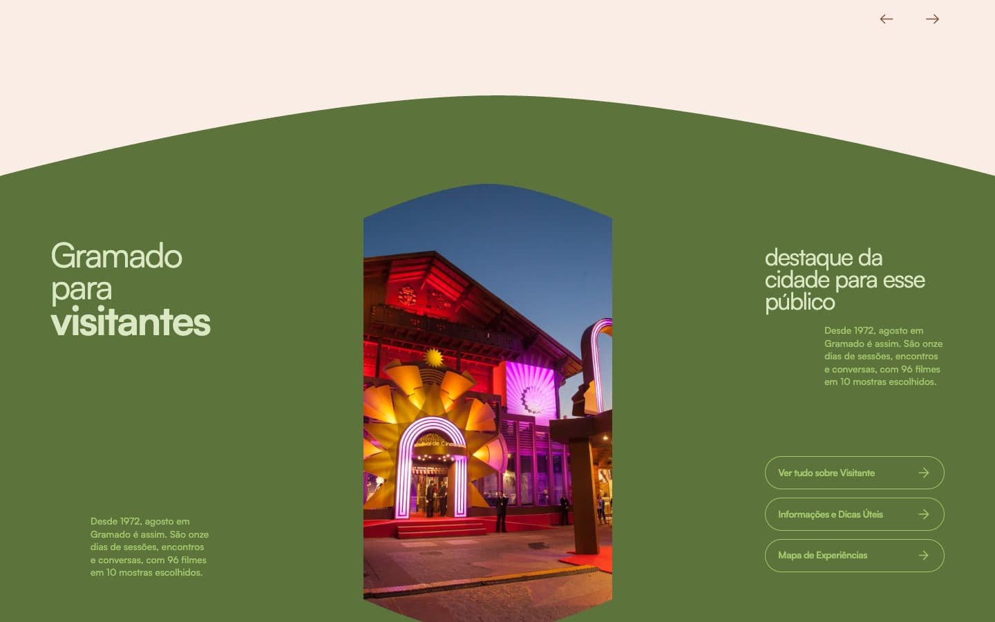 Visit Gramado: Homepage: a section for each audience, starting with visitors